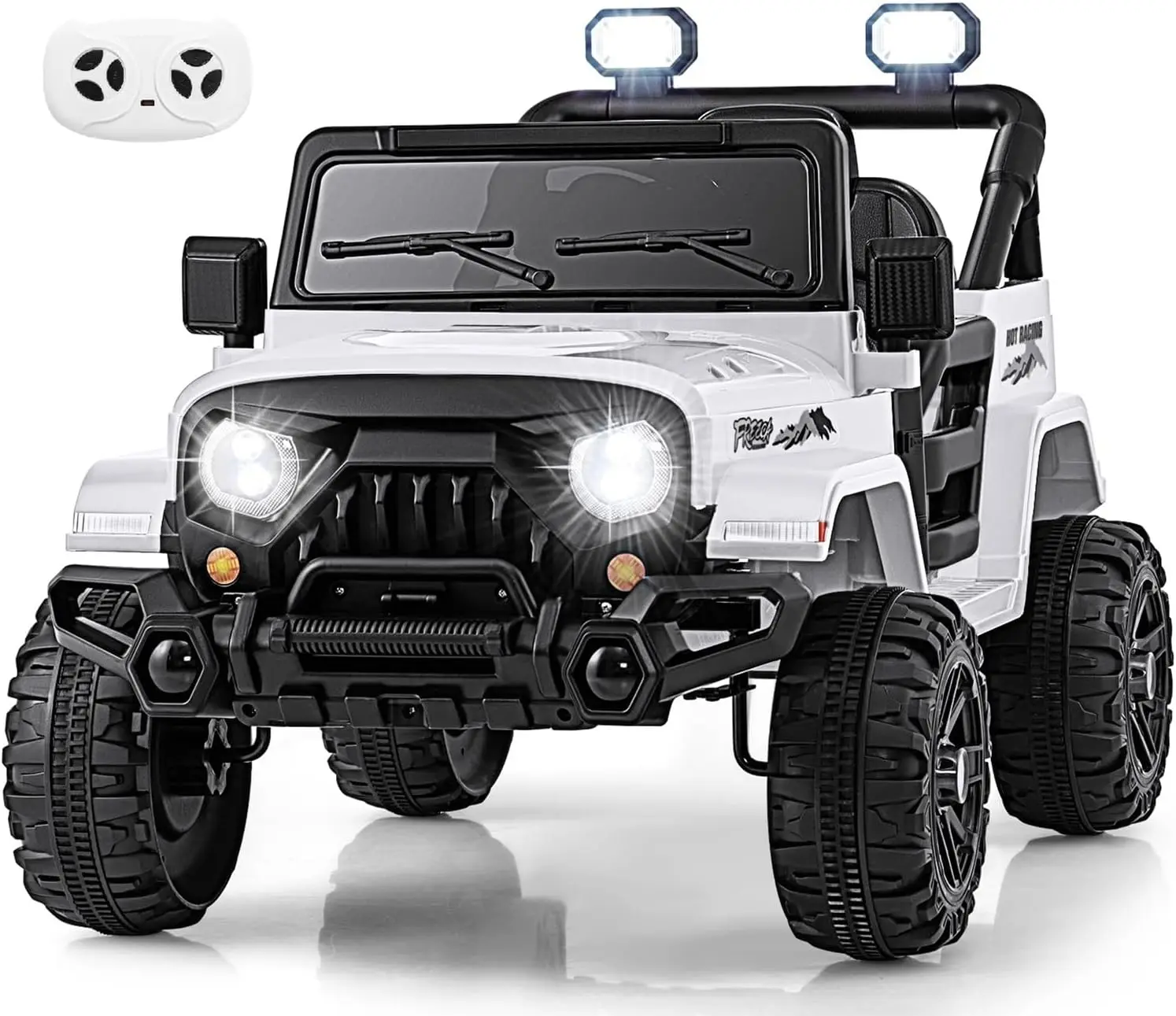 Ride Truck 12V Battery Powered Electric Vehicle Kids Remote Control Bluetooth Power Display Led Lights Music Player Ride Toy 3+