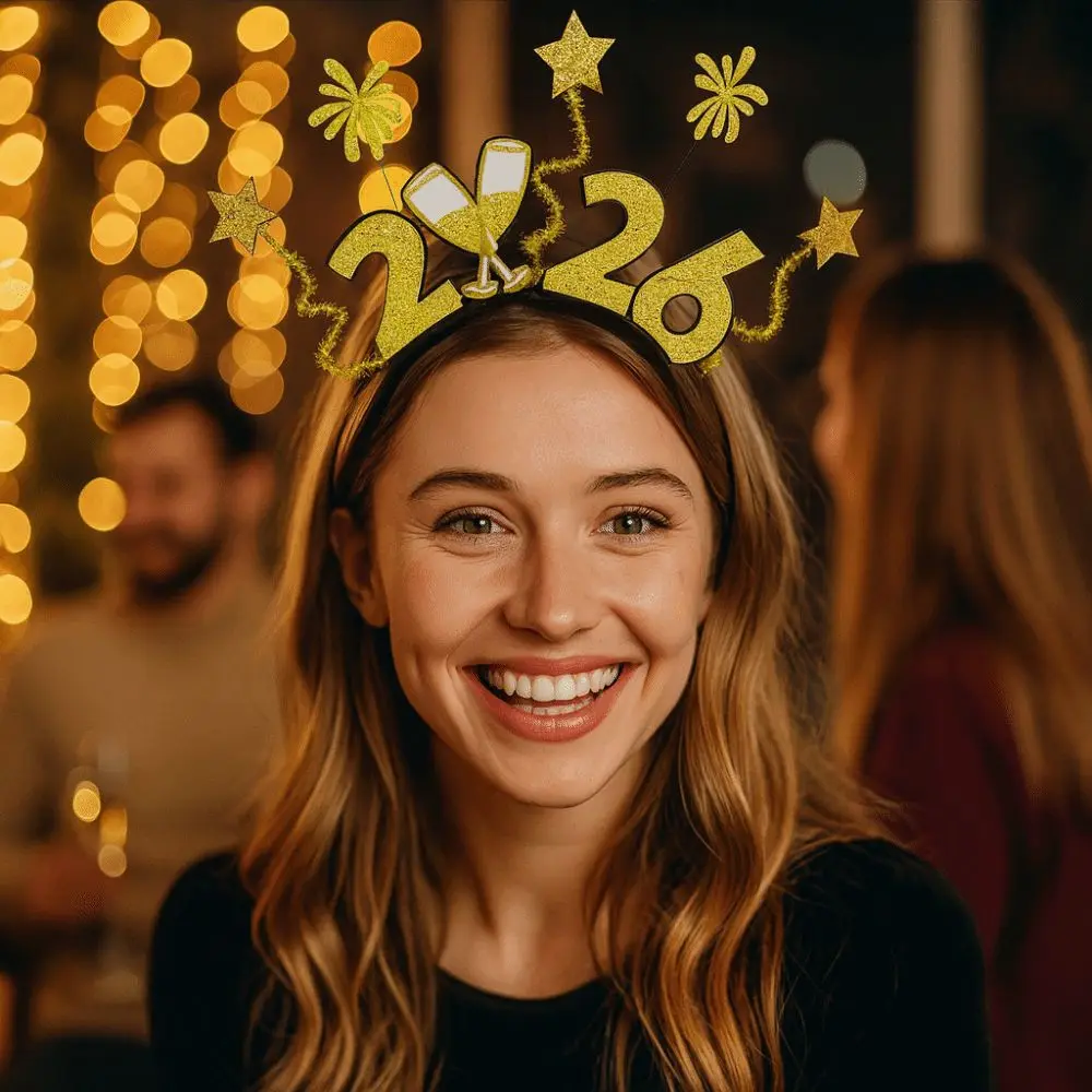 

Decorative Plastic 2026 Firework Hairband Sequin Star Strip Alphabet Headpiece Headwear Non-slip Star Headdress Children Gifts