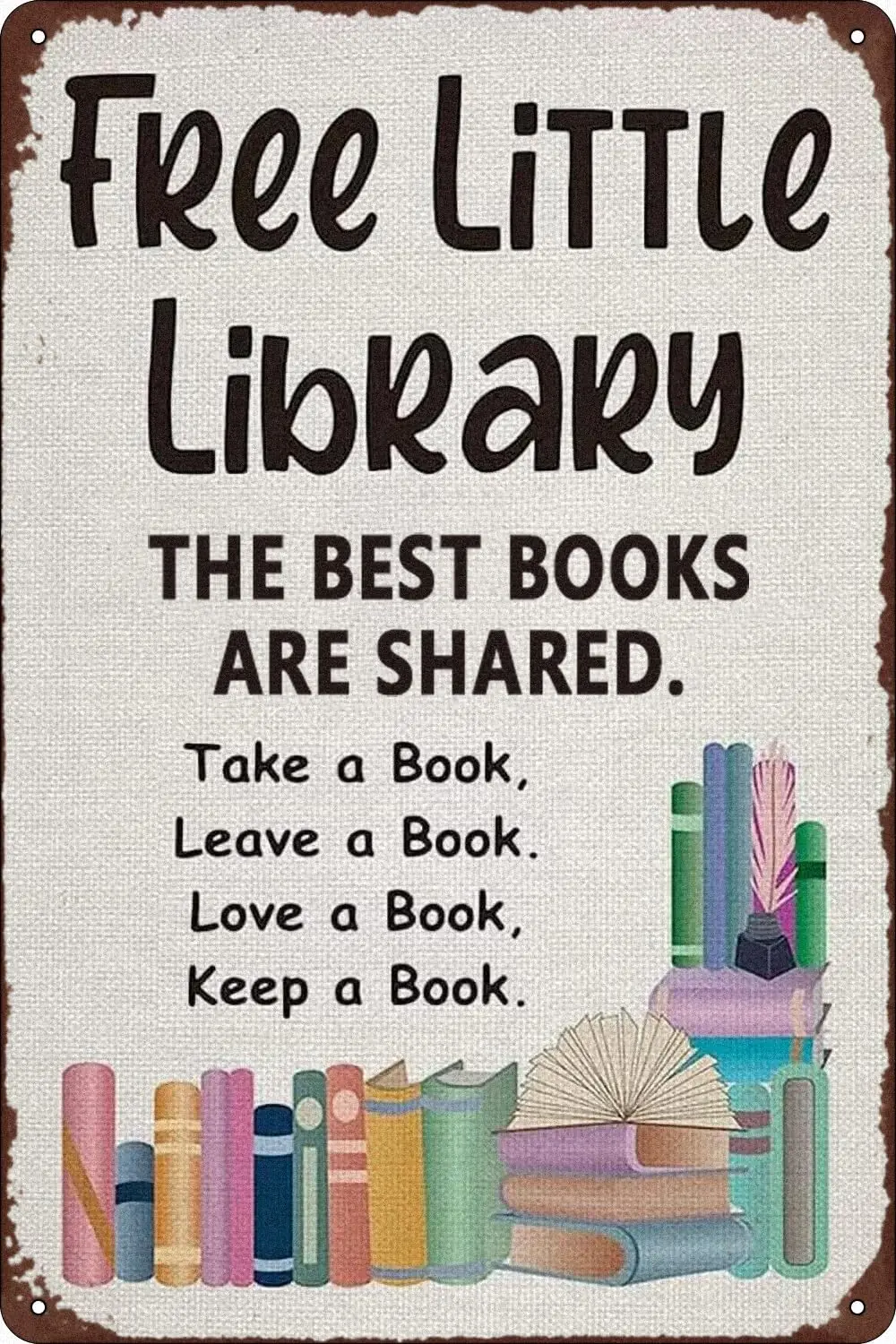 Free Little Library Decor Vintage Tin Sign Aluminium Plaque 12 x 8 Inch,de21sbB68 sign