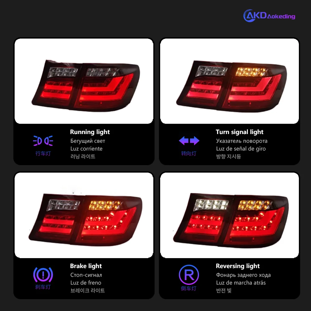 AKD الذيل مصباح لكزس LS LS460 LED الضوء الخلفي 2006-2009 LS600 LS400 LS430 الخلفية الضباب الفرامل بدوره إشارة اكسسوارات السيارات