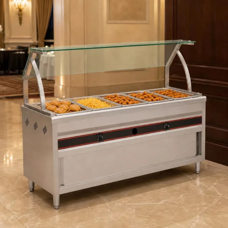 High Quality Stainless Steel Free Standing Gas Bain Marie Food Warmer For Commercial Restaurant