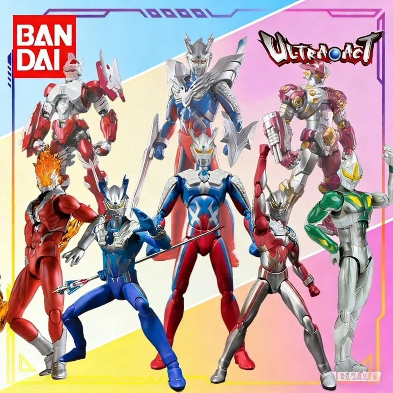 BANDAI ULTRA-ACT Ultraman Mirror Knight/Iron Knight/Flame Warrior Figura de Ação Articulada em PVC, Ornamento para Exibição, Presente para Meninos