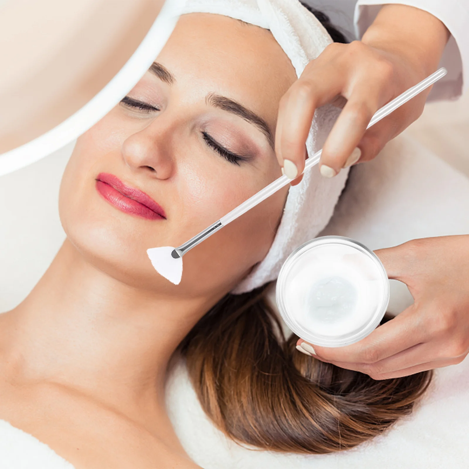 

2pcs Fruit Brush Set Facial Skin Care Tools Mask Applicator Nylon Bristle Beauty Tools Skincare Accessories Glass Bowl