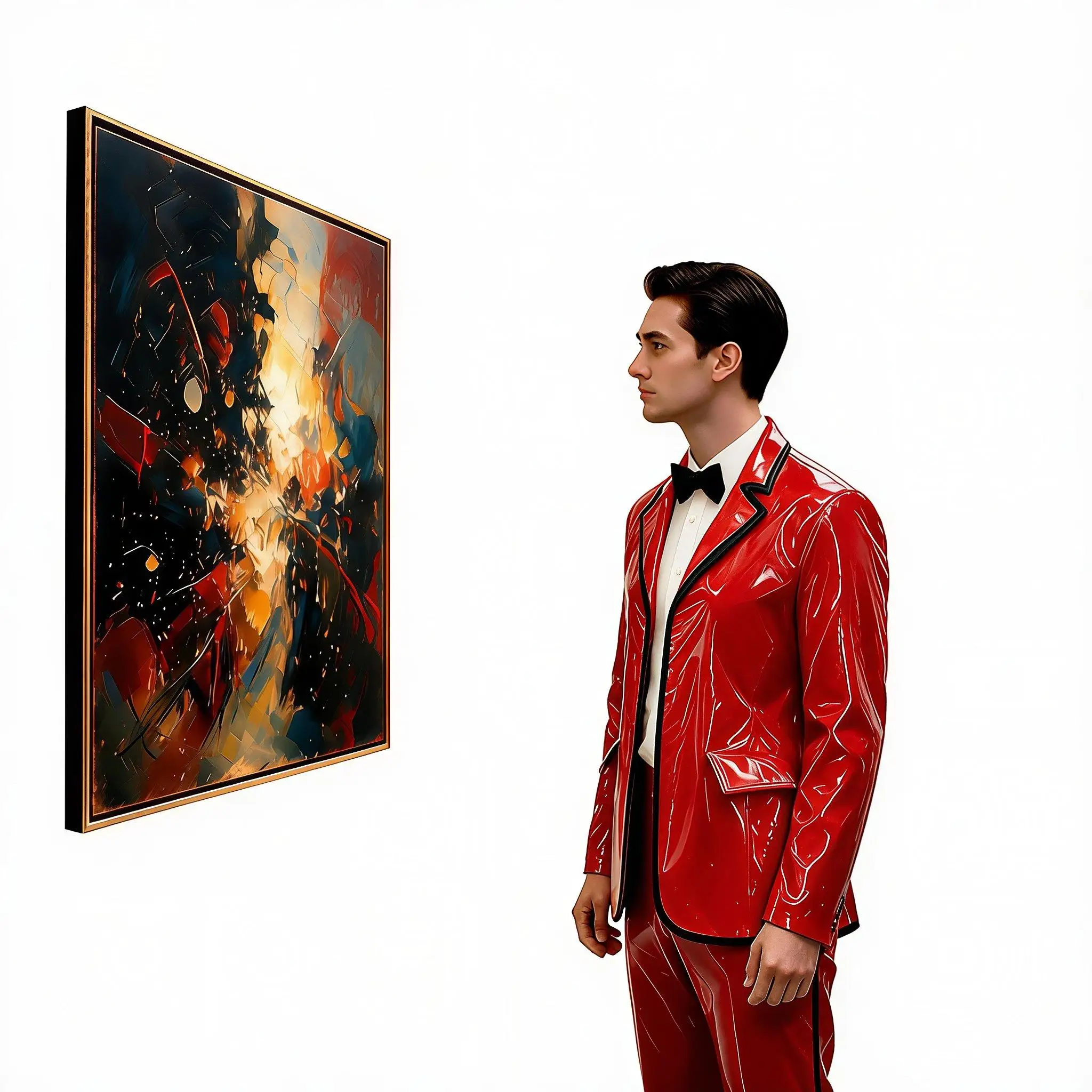 Men's PU Leather Jacket Glossy Trend Notched Lapel Long Sleeves Open Front Jacket Coat High Street Coats Fashion Menswear Blazer
