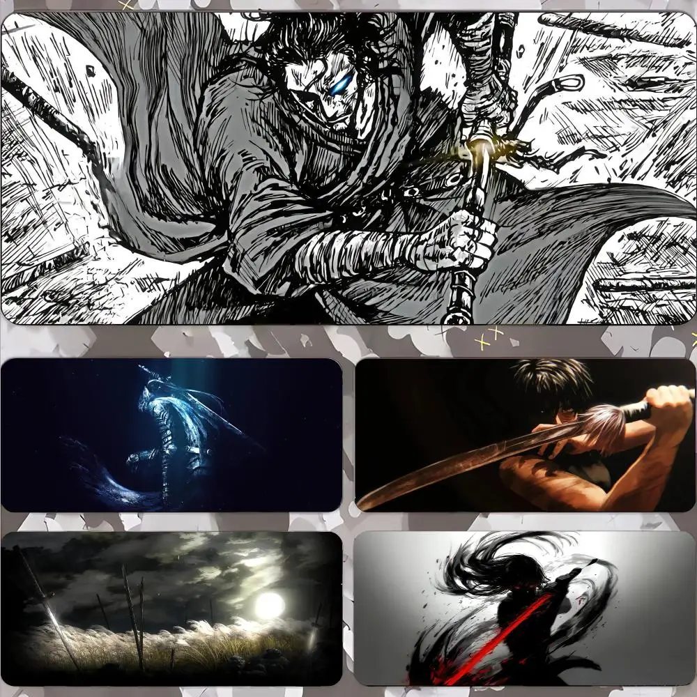 Samurai Mouse Pad Gamer Keyboard Mat Pads Gaming Desk Protector Laptops Large Mousepad Cartoon Deskmat