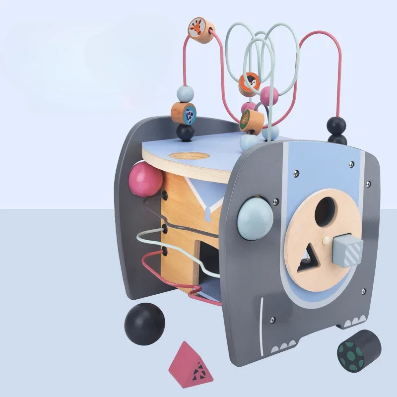 Montessori Holzperlenlabyrinth Interaktive Spiele Puzzle Multifunktionales geometrisches Spielzeug Sensorisches beschäftigtes Brettspiele Konstrukteur