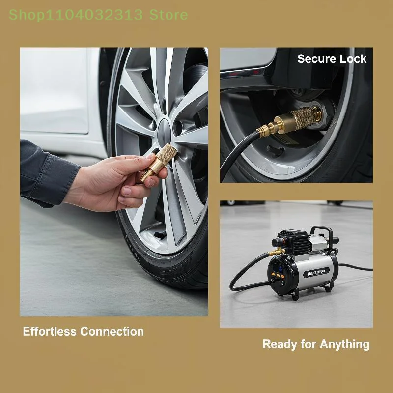 petiteUniversal Car Tire Inflator Brass Nozzle 6mm Size Fit for Wheel Hub Valve Stem Clips Portable Inflation Toolsaccessories