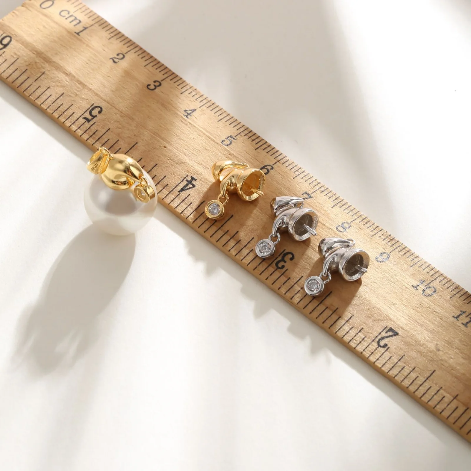 925 Sterling Silver Sleeping Cap Shape Pearl Pendant Connector Connect Round Beads DIY Necklace Jewelry Findings Accessories