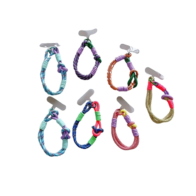 For IP 15 14 Pro Max Samsung Flip 4 Coloful Rope Chain Korean Mobile Phone Cute Knot Portable Anti-loss Hand Bracelet Chain