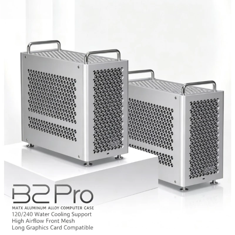 B2Pro All Aluminum MATX PC Case With Carry Handle Supports ATX SFX Power 240 Water Cooling No RGB Simple Style