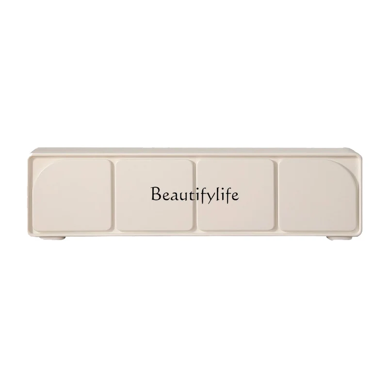 

***French modern minimalist living room solid wood minimalist TV floor cabinet cream style ins style