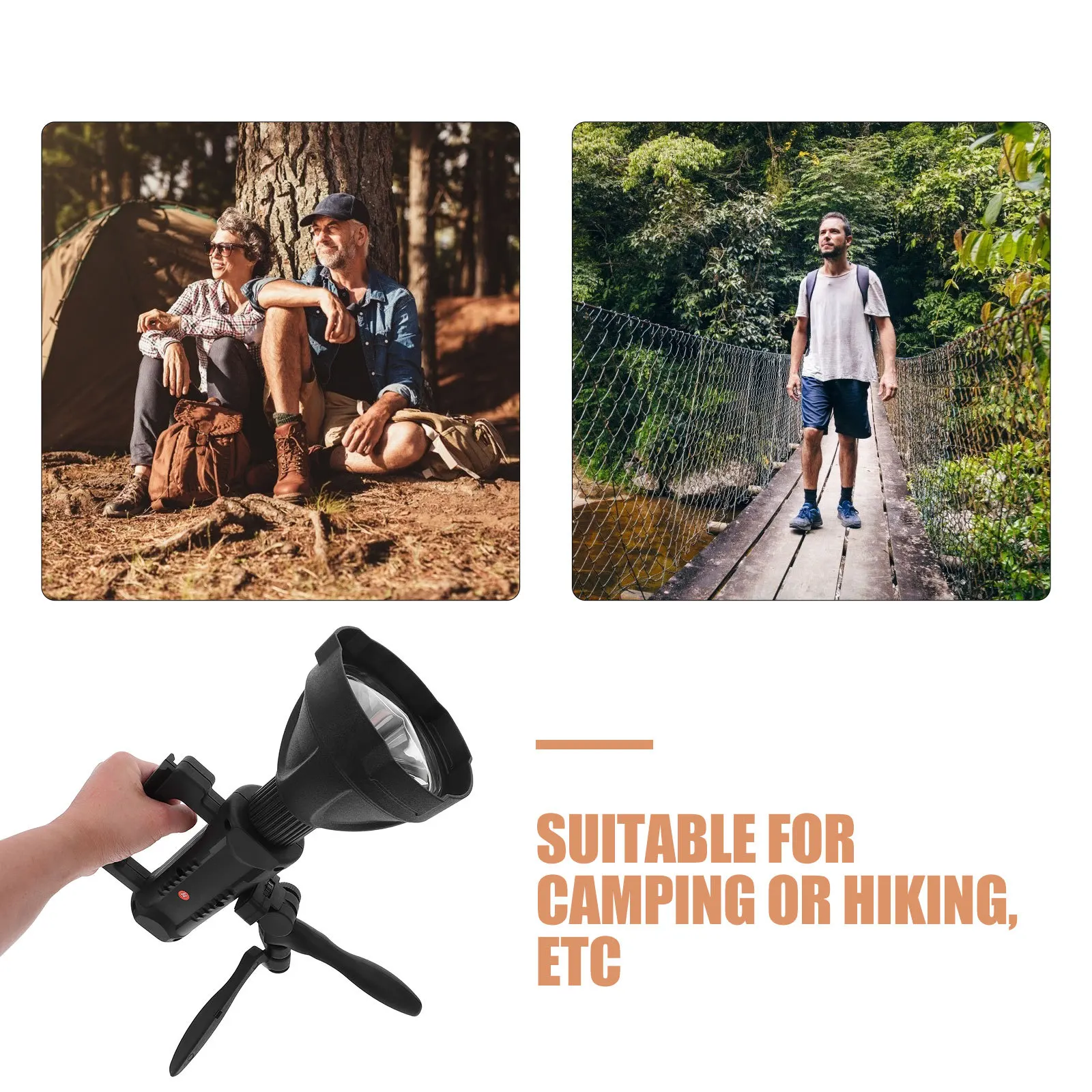 1Pcs Outdoor Searchlight USB Rechargeable Torch Waterproof Hard Light Long Distance Flashlight Portable Emergency Camping