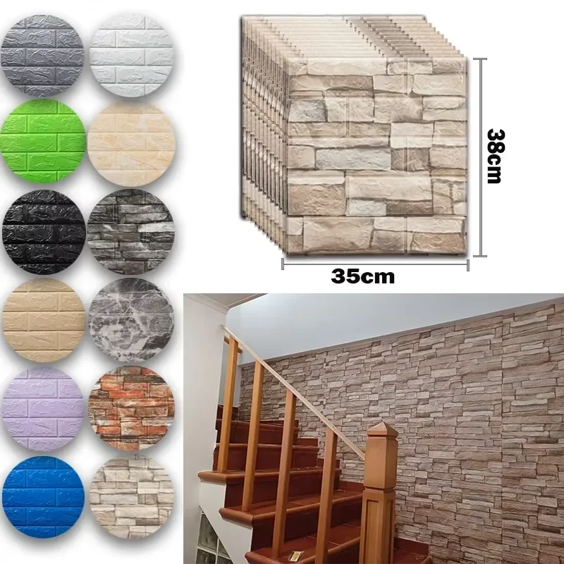 10PCS Waterproof 3D Brick Wall Panels Self Adhesive Foam Wallpaper for TV Background Living Room Interior Decoration