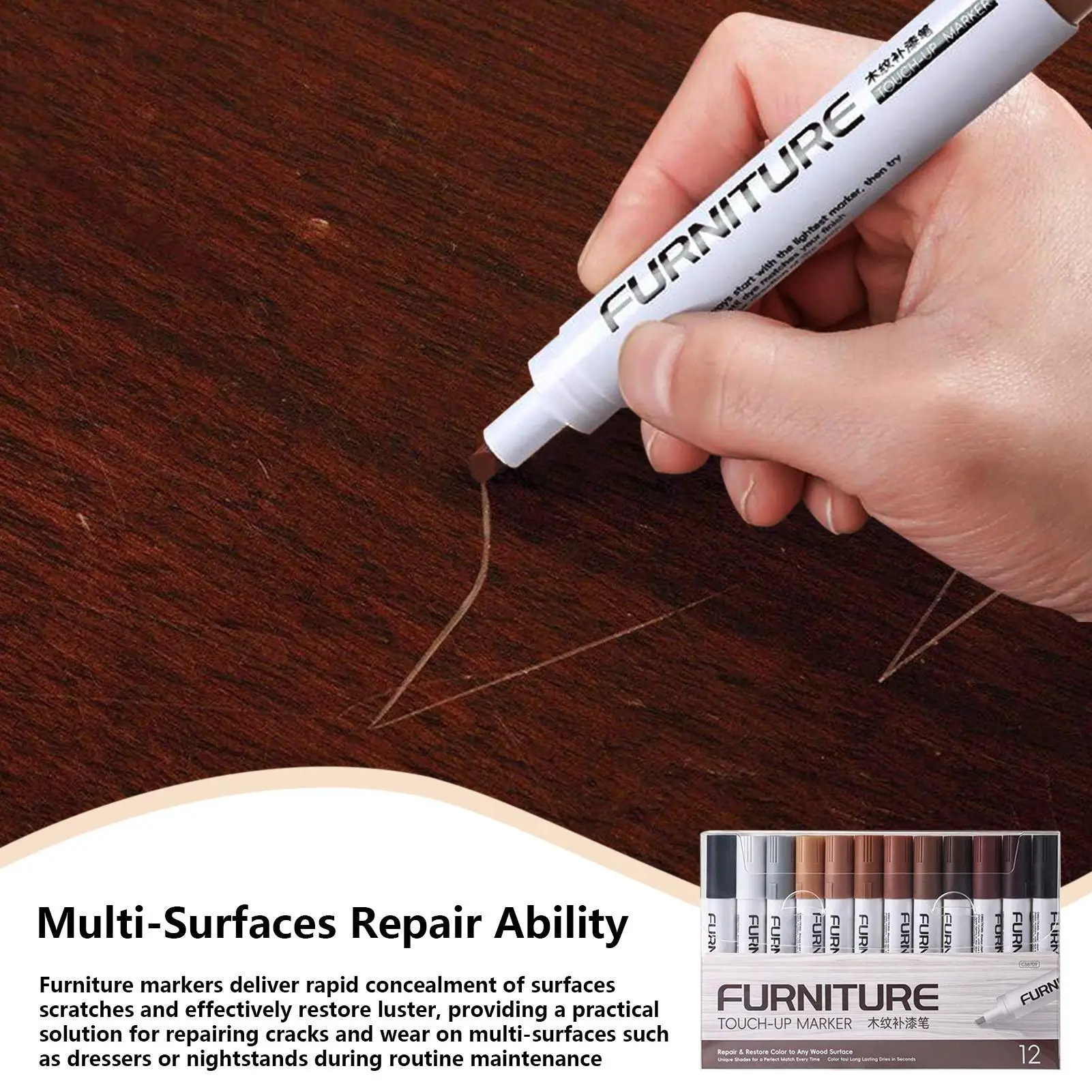 أقلام إصلاح الأثاث الإبداعية التي تعمل باللمس علامات حشو العصي الخشبية الخدوش استعادة عدة التصحيح أقلام الطلاء إصلاح الخشب المركب