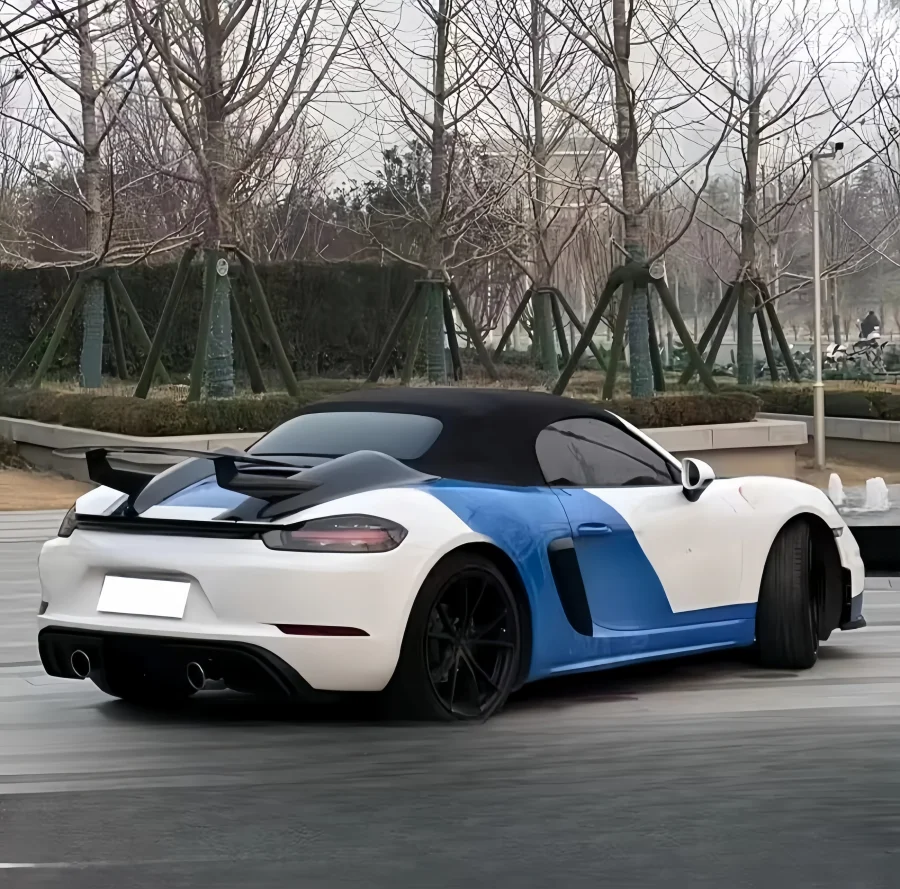 2013 2015 for Porsche Boxster 981 JSK Style Half Carbon Fiber Rear Diffuser, Wing, Mudguard Body 2
