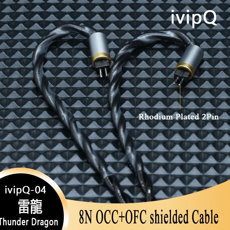 ivipQ-04 Thunder Dragon S Series 22AWG 8N OCC+OFC Shielded Earphone Upgrade Cable Rhodium Plated 4.4mm/0.78mm 2Pin For Hype10