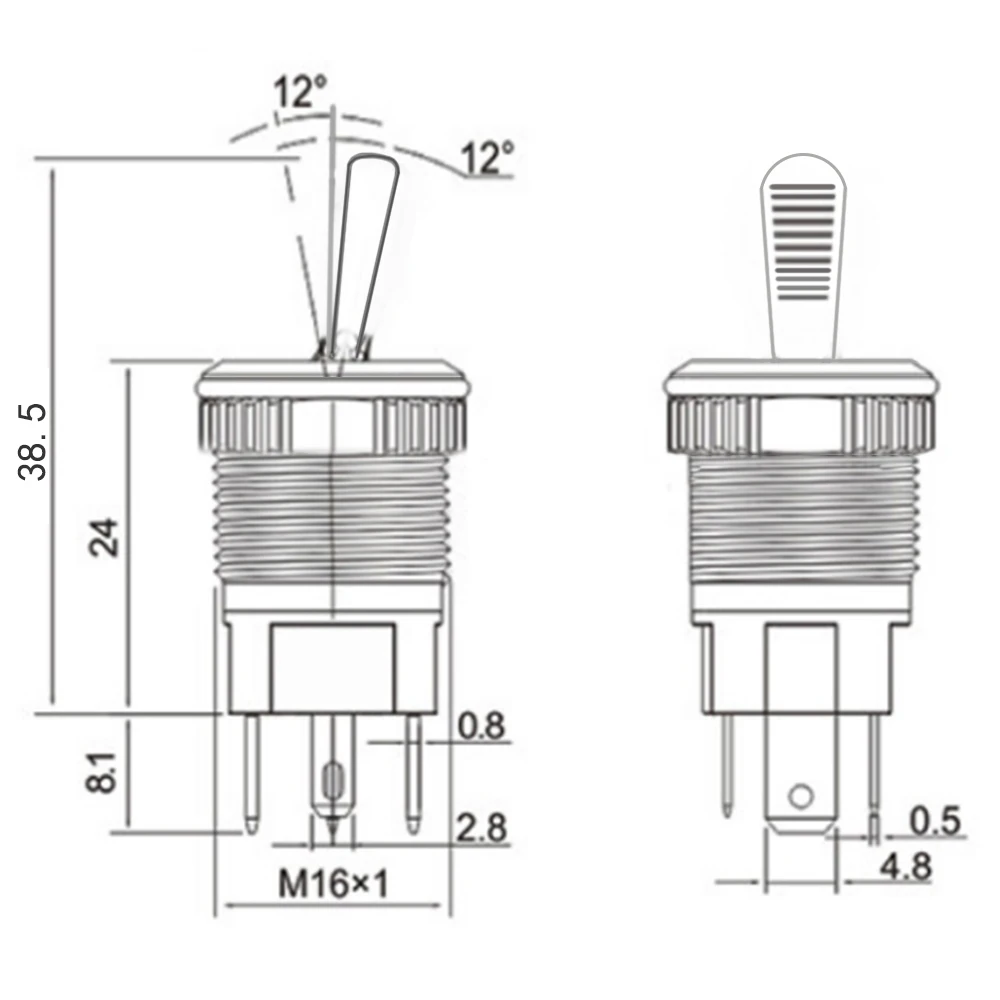 Interruptor de palanca de botón de Metal de 16MM con enchufe encendido y apagado, indicador LED de enclavamiento impermeable, 10A, alta corriente,