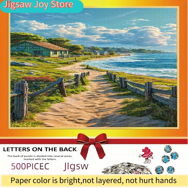 

Пазл, бумажный пазл-конструктор, пазл с пейзажем прибрежного коттеджа и пляжной дорожки, пазл с прибрежным пейзажем, пазл для взрослых, подходит для...