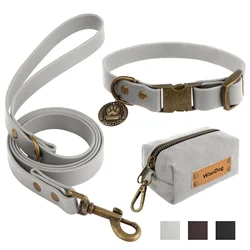 Vintage style multi-function dog leash and collar set Dog Poop Bags Carrier Waterproof pvc dog leash 3-piece set