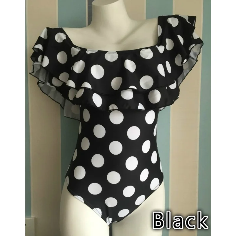 Bañador de lunares de un hombro para mujer, traje de baño de una pieza, traje de baño Sexy, traje de baño con almohadilla de realce, monokini