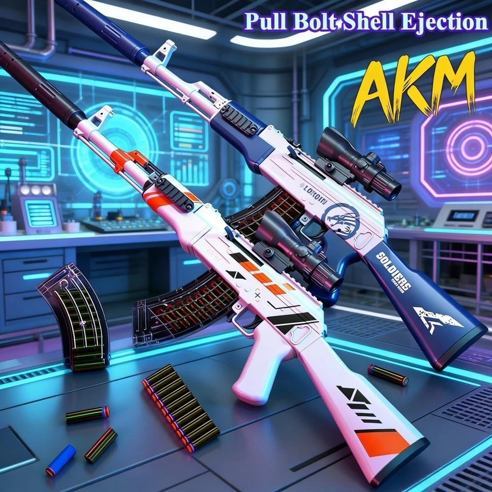 

Игрушечный пистолет AK47 с функцией выброса гильз, ручной затвор, модель пистолета-пулемета, подарок для детей и взрослых
