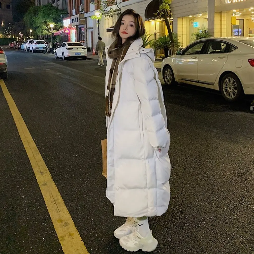 

Winter Korean Style Women's Long Over-the-Knee Cotton-Padded Jacket Slimming Hooded Thickened Loose Fit down Jacket