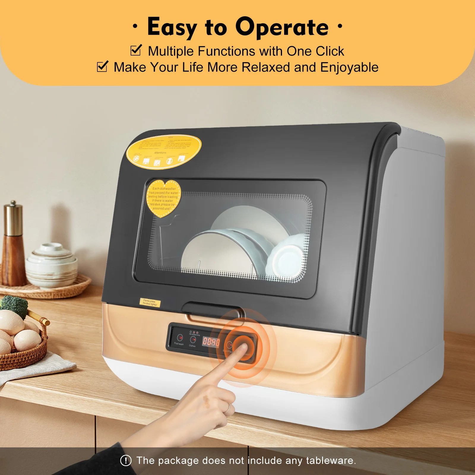 

10 Portable Countertop Dishwasher Compact Countertop Dish Washing Machine 4 Wash Programs Display Automatic Dishwashing