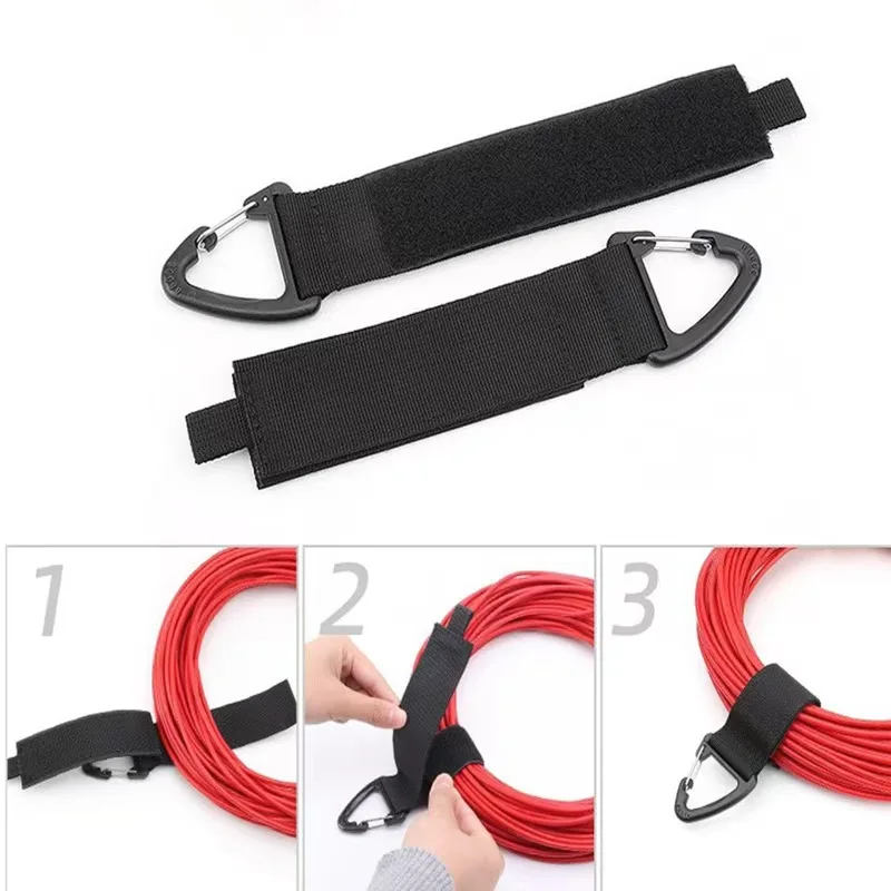 Heavy Nylon Cable Management Straps with Rotating Carabiner, Wire Storage Keeper for Power Cords, Hoses, Outdoor Equipment