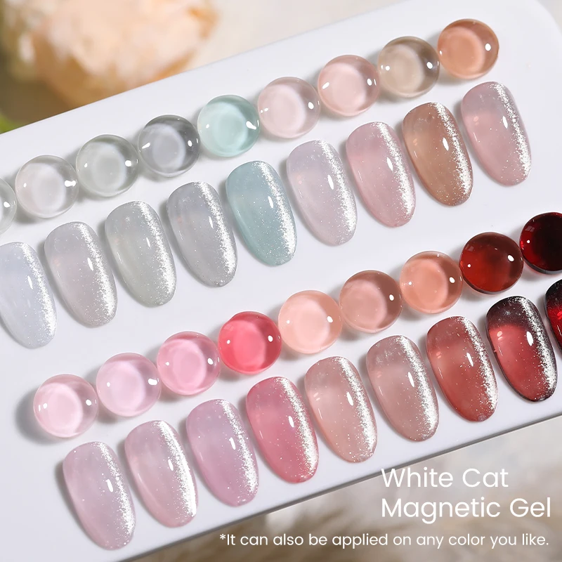 UR SUGAR 15ml 2Pcs/Set Glitter Moonlight White Cat Magnetic Gel Nail Polish Shine Semi Permanent Nude Color Jelly Gel Nail Art