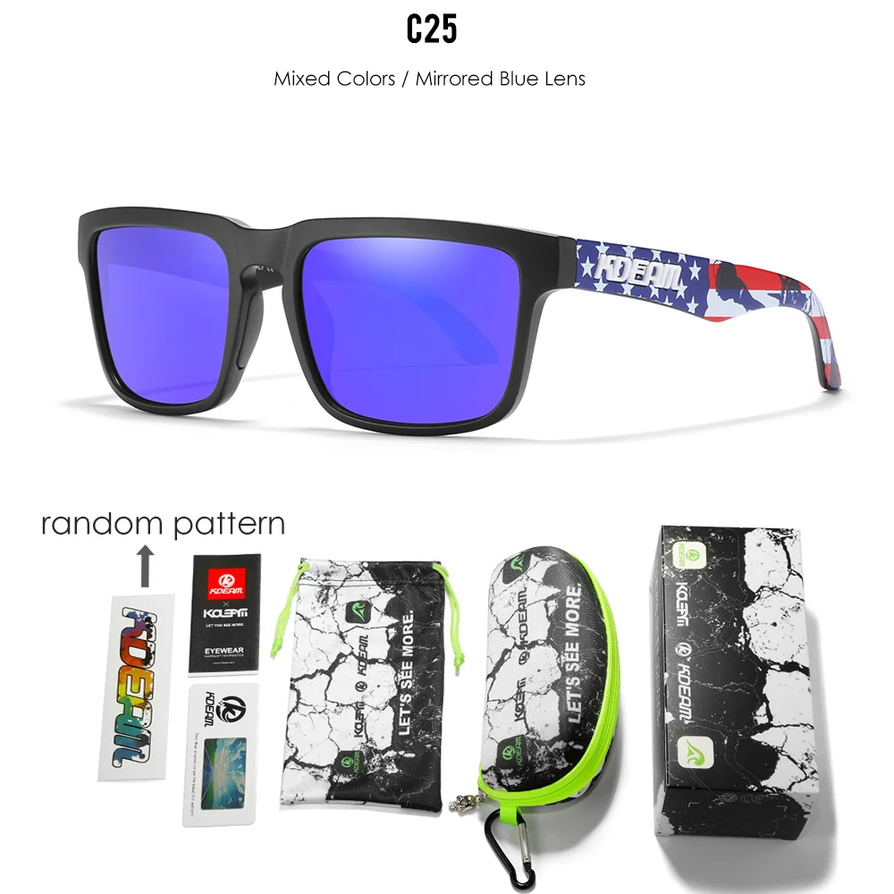 KDEAM Alle Schwarzen männer Sonnenbrille Polarisierte Und UV400 Schutz Lens Fahren Angeln Gläser Spiegel Mit Komplette Paket