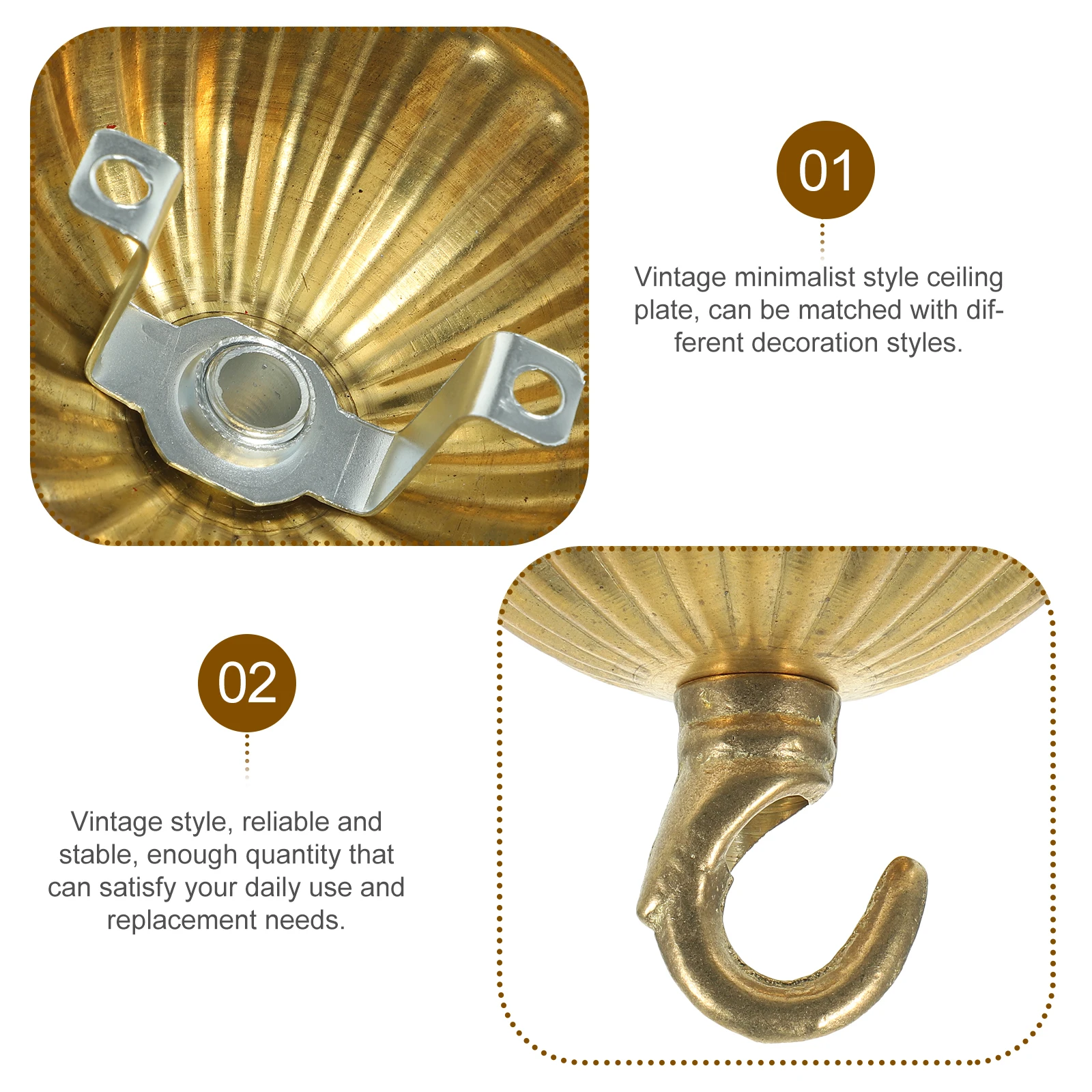 

Vintage Style Ceiling Hook Plate Chandelier Pendant Light Mounting Accessory Compact Lightweight Easy Install Removable Hardware