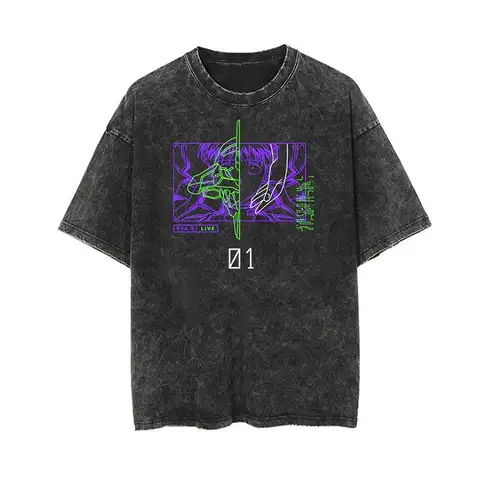 Neon Genesis Evangelion Japan Anime EVA Shinji Ikari Herr- och Damtröja Bomullstvättad Old Retro Y2K Harajuku Kortärmad 10 best sales penna penna evangelion - №10