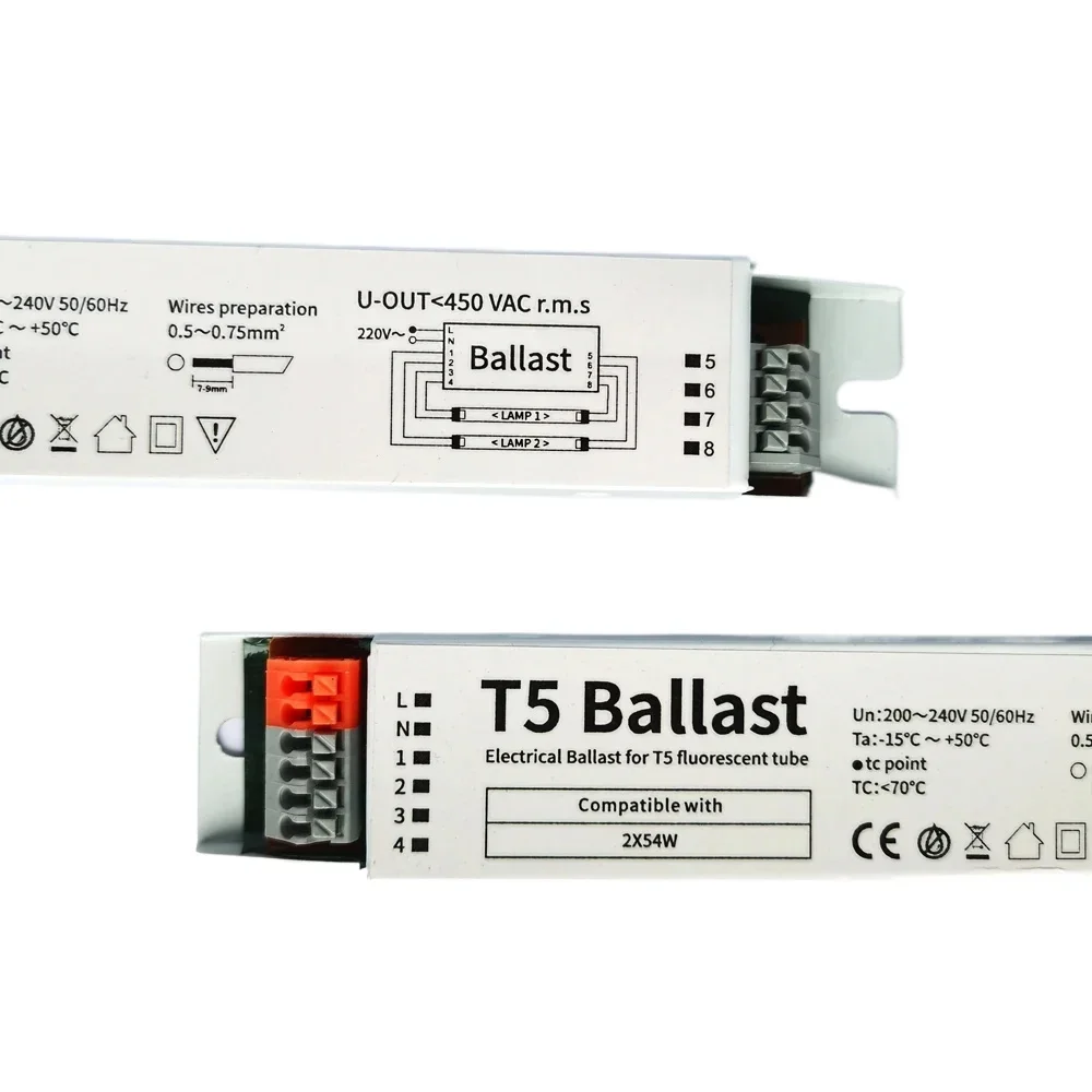 2pcs T5 2X54W 54W 220V-240V 50/60HZ High Power Neon Lamp Fluorescent Lamp Instant Start Electronic Ballast