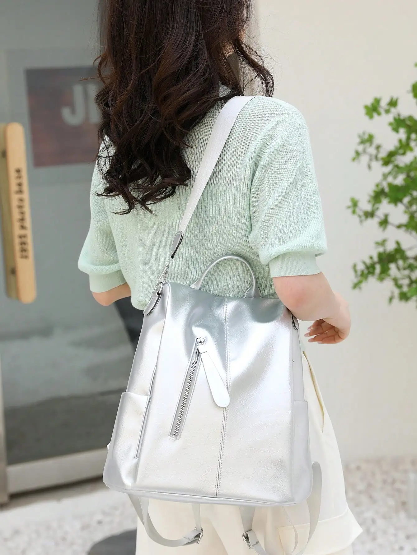 Women Simple Solid Color Large Capacity Waterproof Backpack, Versatile And Fashionable, Suitable For Student