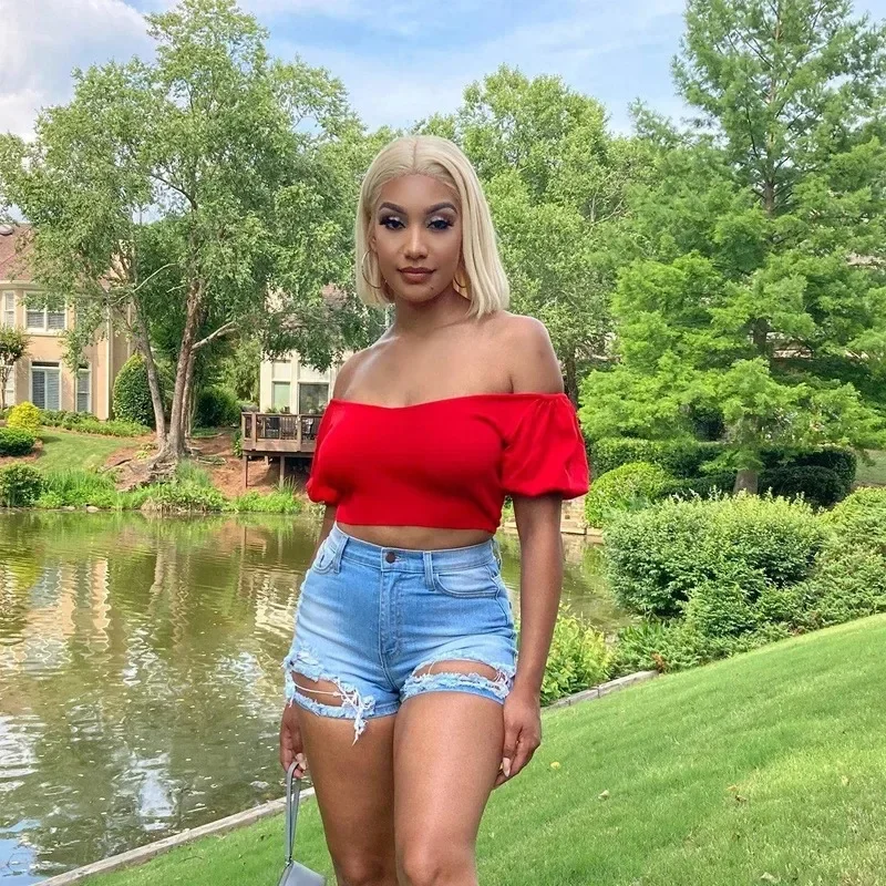 

Spring Summer New Washed "Grind White" Denim Shorts, Women's Streetwear Trend Casual Individual Ripped High-waisted Short Jeans