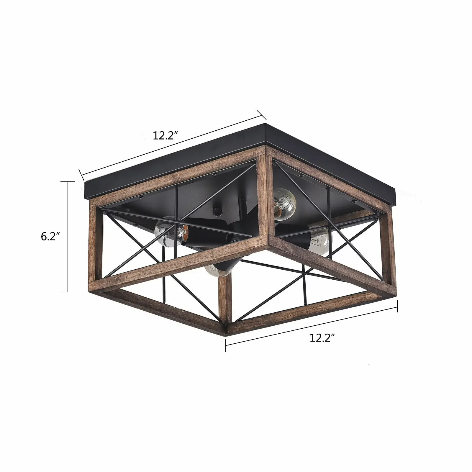 مزرعة الثريا 4-Light قلادة تركيبات السقف الزجاج الظل المطبخ جزيرة مصباح الحديد الخشب الأسود لغرفة الطعام غرفة المعيشة #5