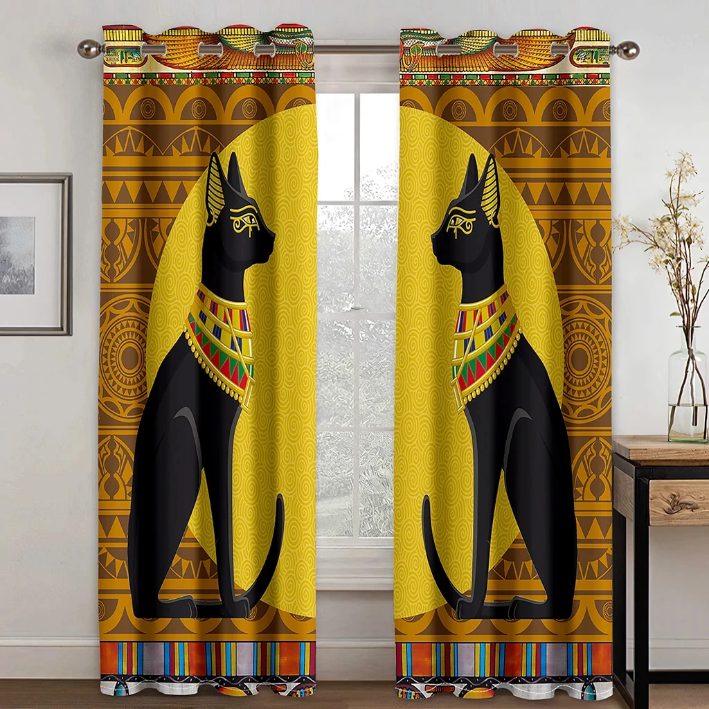 Ancient Egypt Window Curtains, Retro Drapes Decor for Bedroom Living Room Home Decor Vintage Egyptian Murals Different Pattern