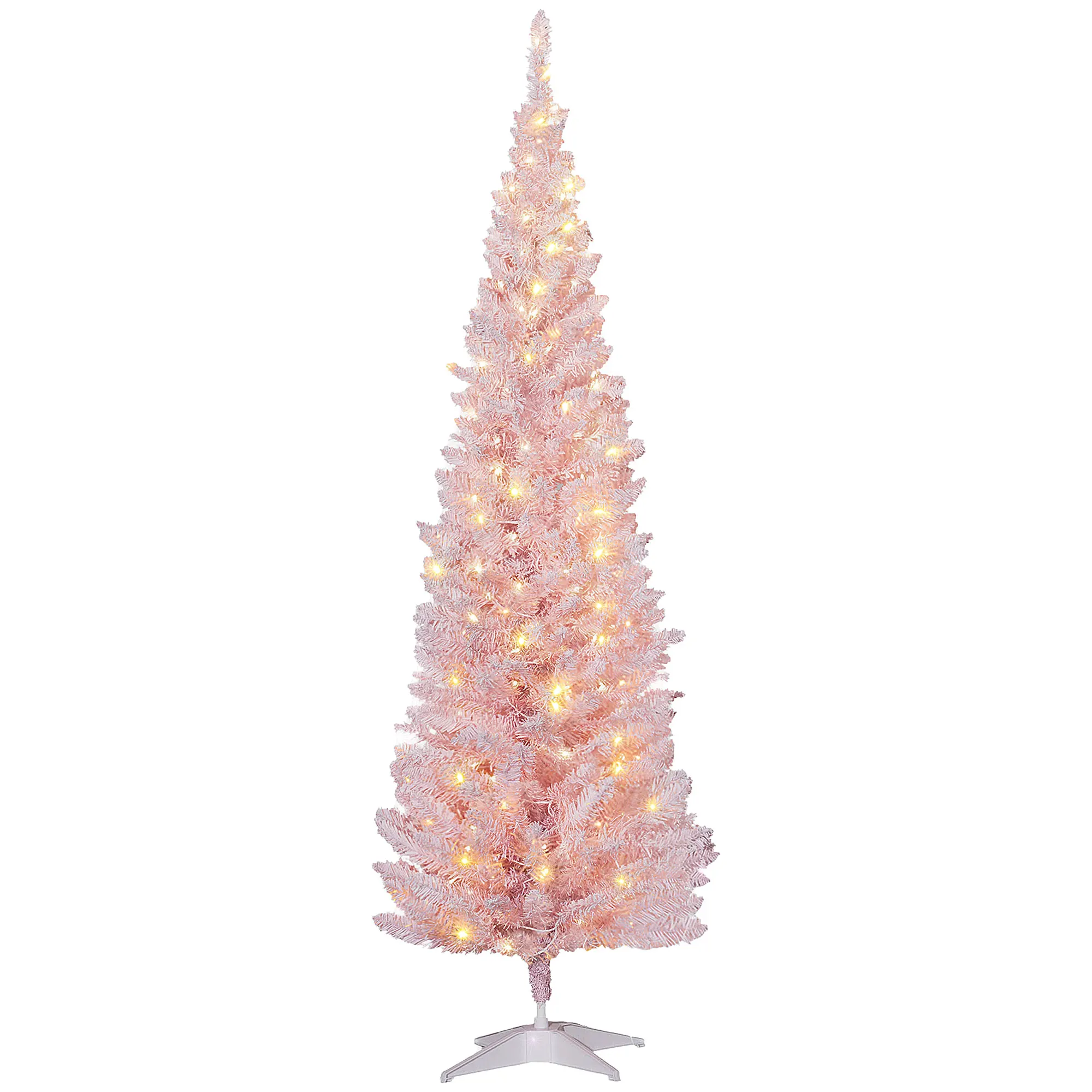 6' Prelit Artificial Christmas Tree with Warm White LED Lights Pink