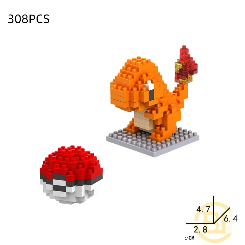 Pokémon Gengar Charmander Snorlax Squirtle Bulbasaur Particle Building Block Toy Mini Desktop Ornament Room Decoration Christmas