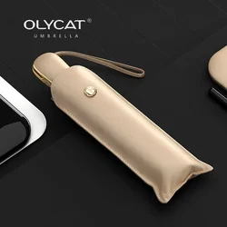 OLYCAT Flat Sun Umbrella Woman, Sunshade Automatic Umbrella Pocket, Portable Folding Umbrellas Outdoor Travel,