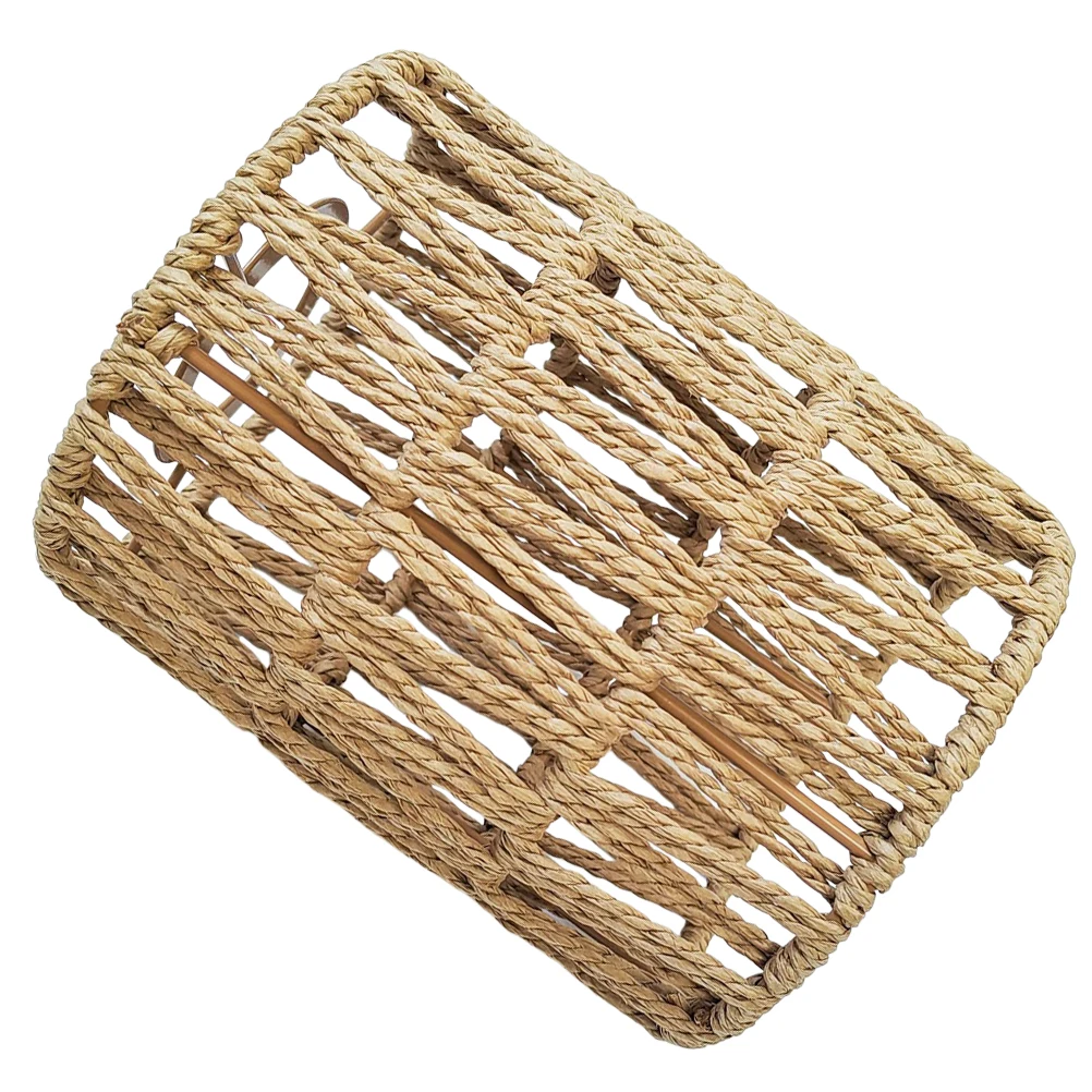 

Woven Lamp Shade Replacement Pendant Cover Chinese Style Iron Frame Paper Rope Hanging Light Shade Decor For Kitchen Hotel