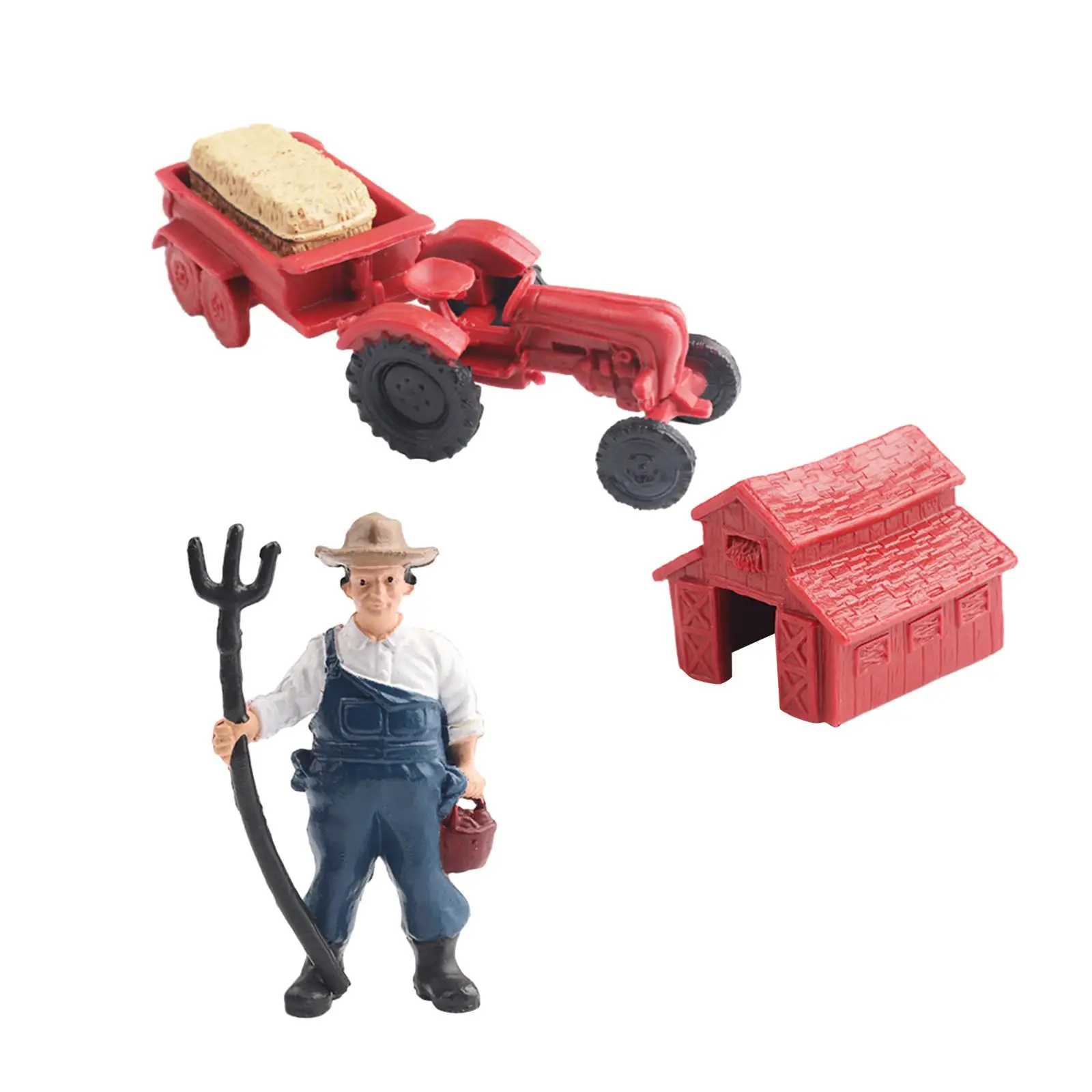 Mini Barn Farm Toy Tractor with Trailer and Animal Figurines for Boys Girls Educational Pretend Play Set Gift