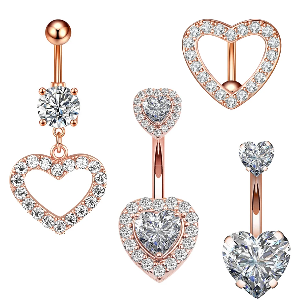 3-5pcs/Lot Belly Button Ring Sets with Heart and Butterfly Designs