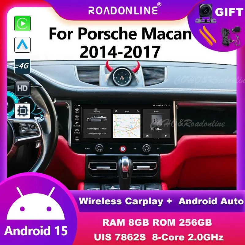

For Porsche Macan 2014 - 2017 Android 15 Car Stereo 12.3 Inch HD Touch Screen GPS Navi WiFi Bluetooth CarPlay Auto Multimedia