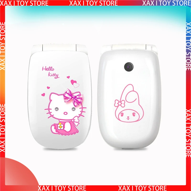 Anime Sanrio K688 Kawaii Hellokitty Flip Action Figures Model Mobile Phone Cartoon Cute Student Russian Mobile Phone Girl Gift