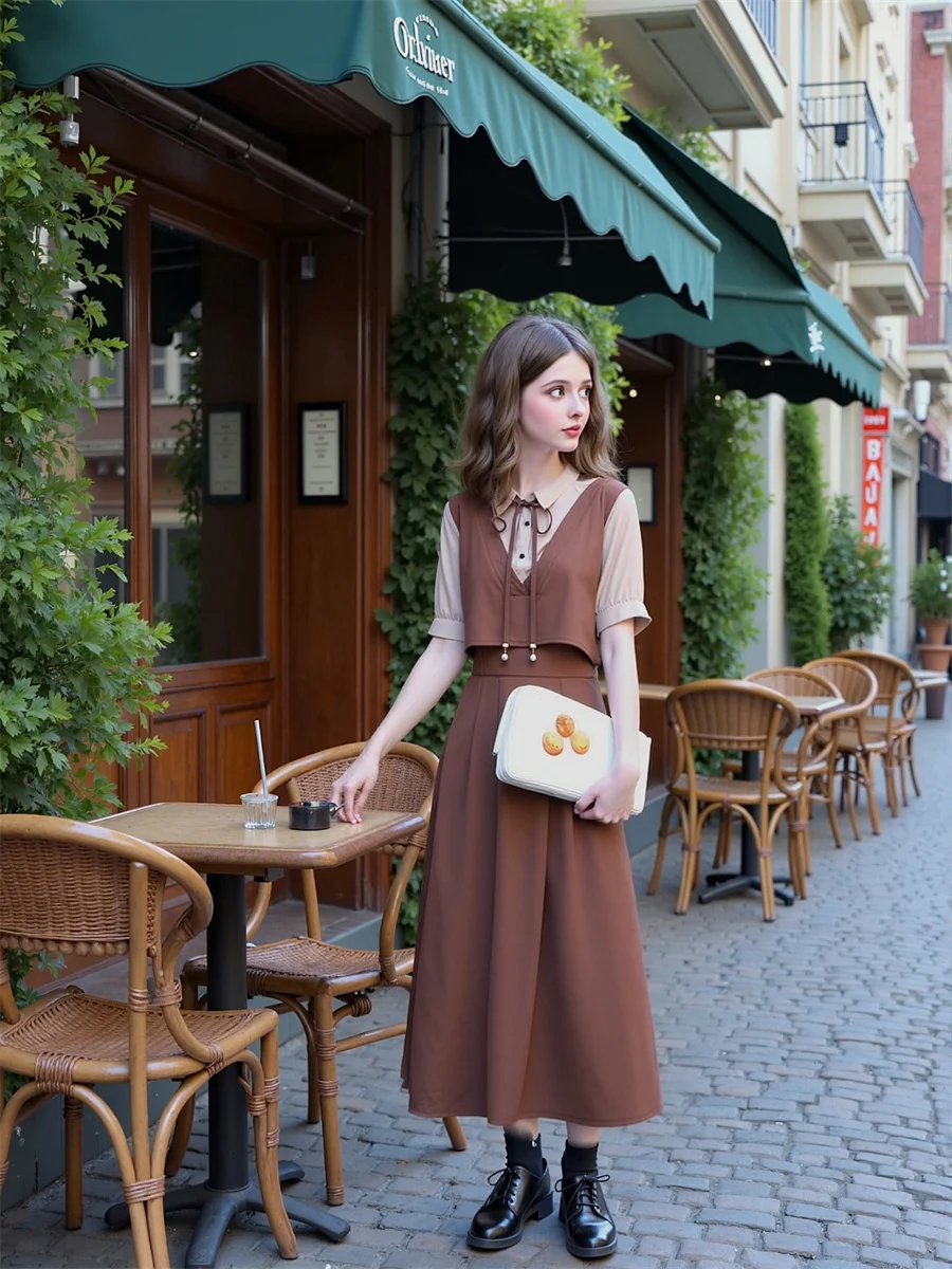 Women'S Dresses Japanese Style Casual Bow Lace-Up Loose Silky Silk Satin Chiffon Gauze Tulle Mesh See-Through Transparent Sheer