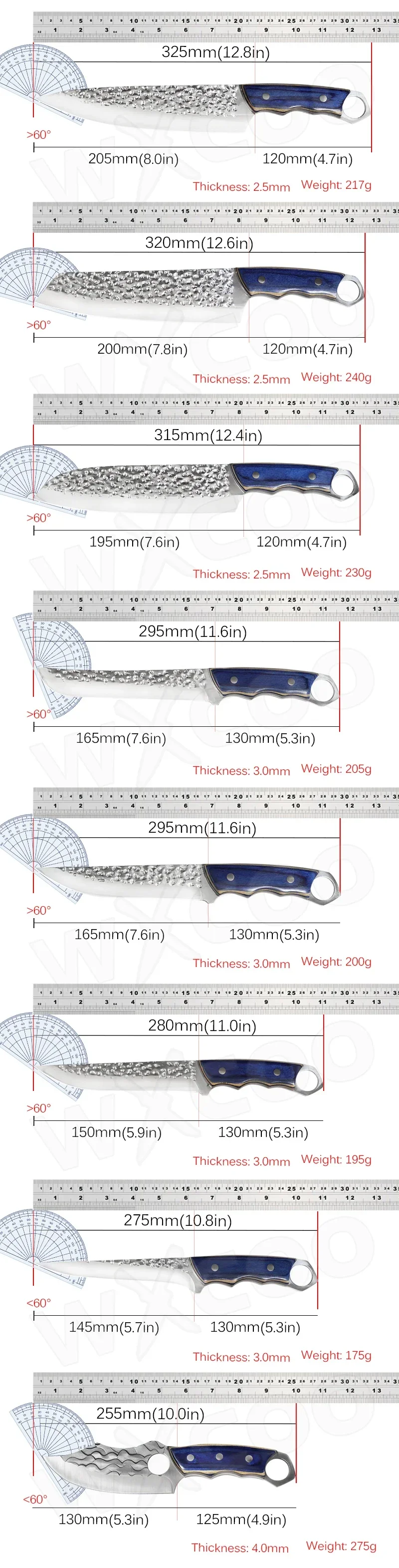 Coltello da cuoco da cucina forgiato giapponese professionale 5 cr15mov in acciaio inossidabile carne pesce frutta fetta disossare macellaio mannaia coltelli per barbecue