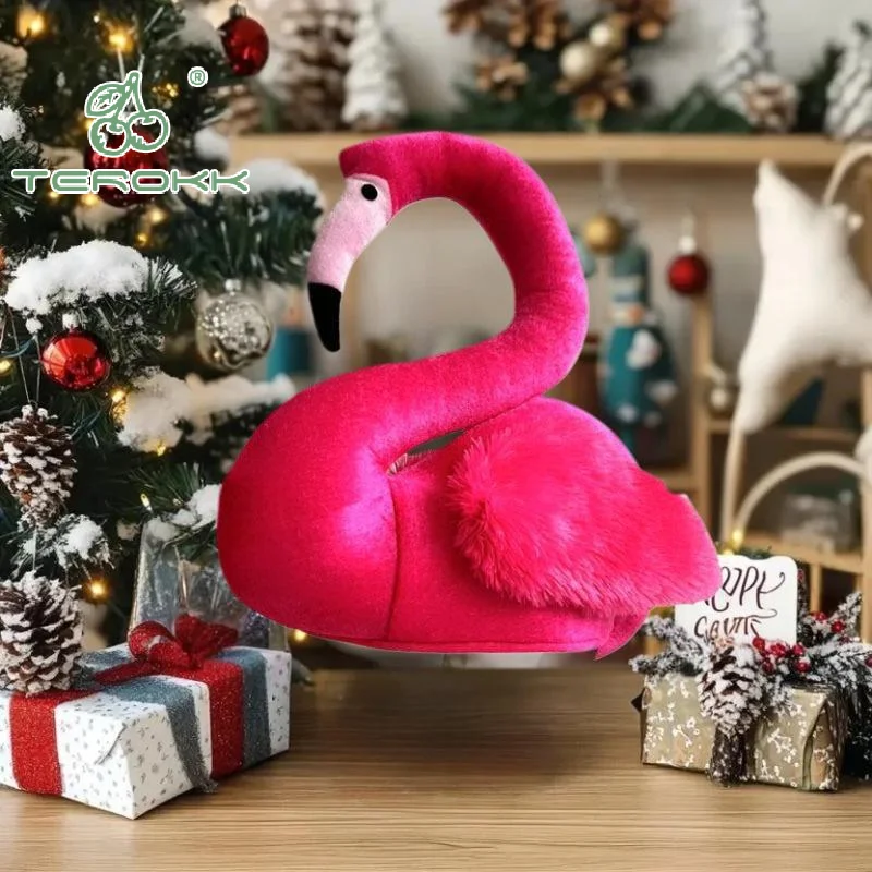 

1 шт. удобная эластичная шапка с реалистичным дизайном фламинго плюшевая шапка для костюмированного мероприятия, рождественского праздника, праздника