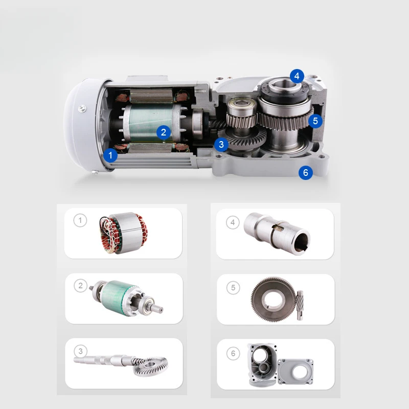 Hypoid three-phase single-phase mid-air real shaft 200w small gear right angle gear reducer