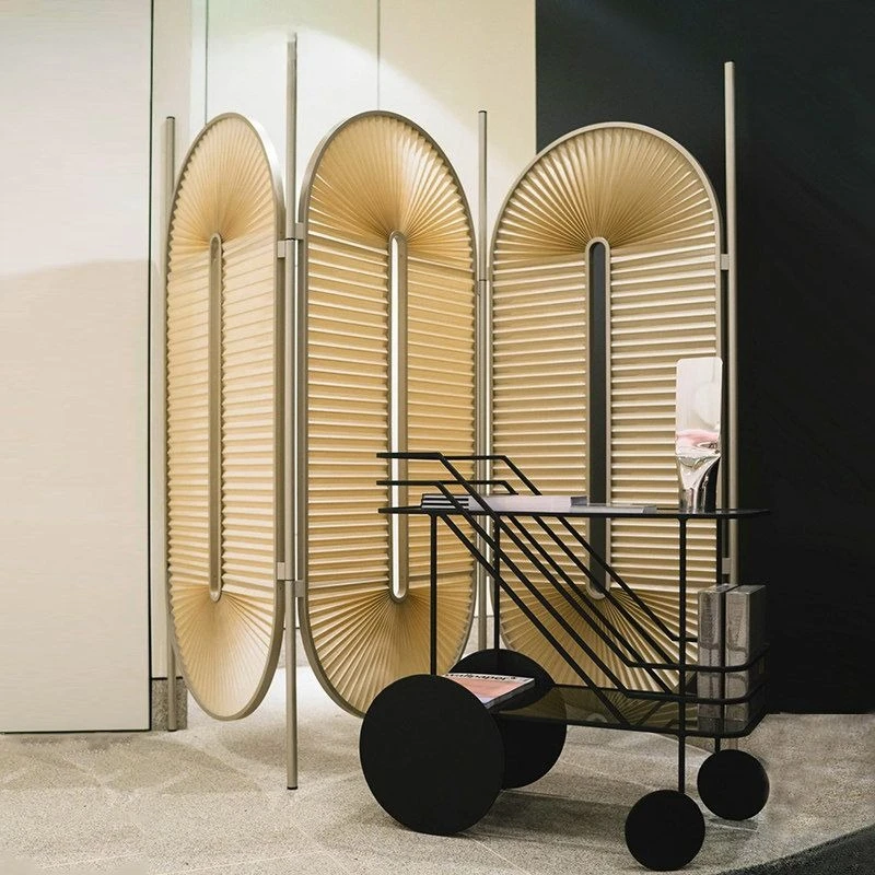 Retro pleated cloth screen partition ins Internet celebrity Nordic entrance Double-sided simple movable folding screen